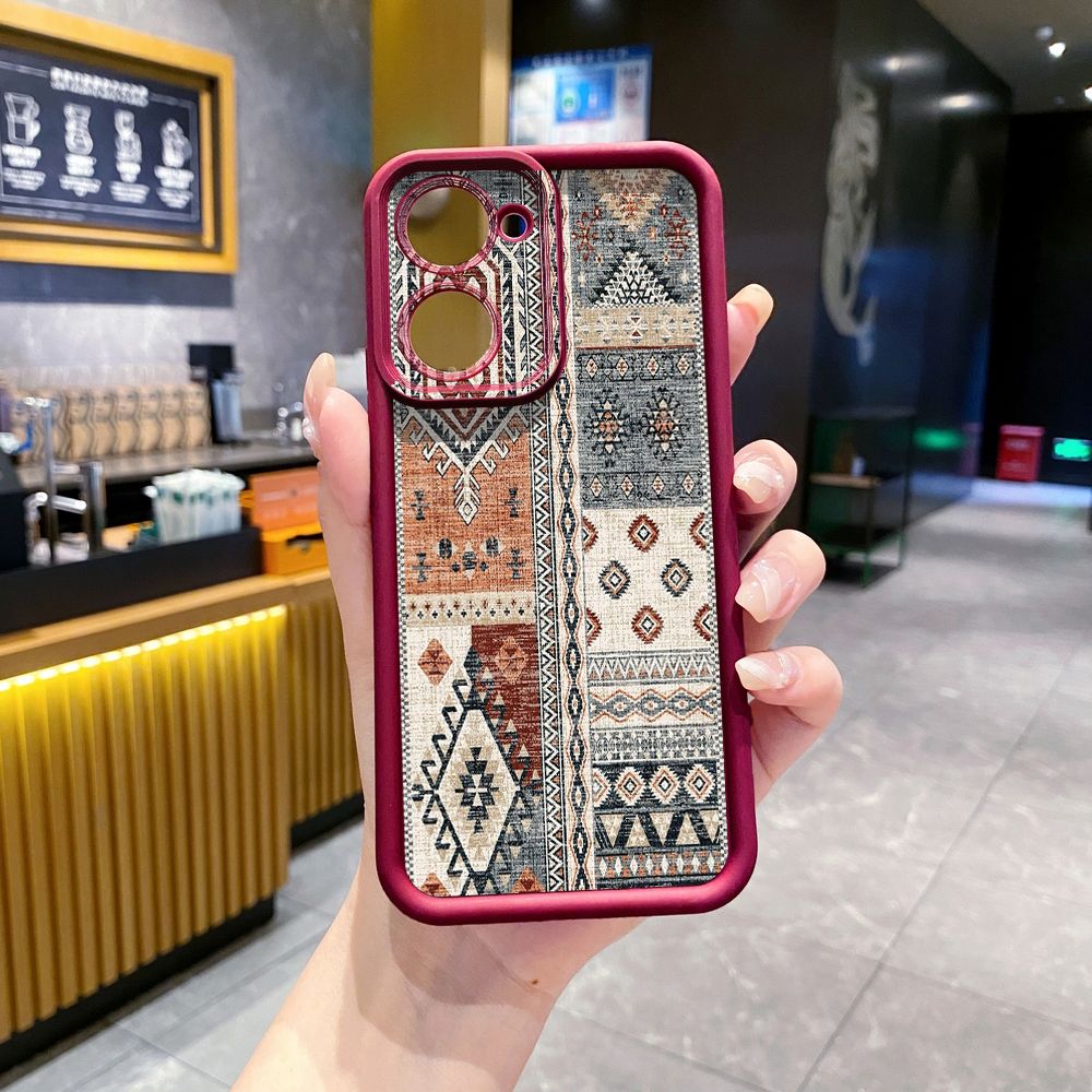 for VIVO Y17S Y27 T1X Y02S Y21S Y02 Y33S Y12S Y18 Y38 Retro Knitting Texture Full Protective Phone Case Anti Drop Cover