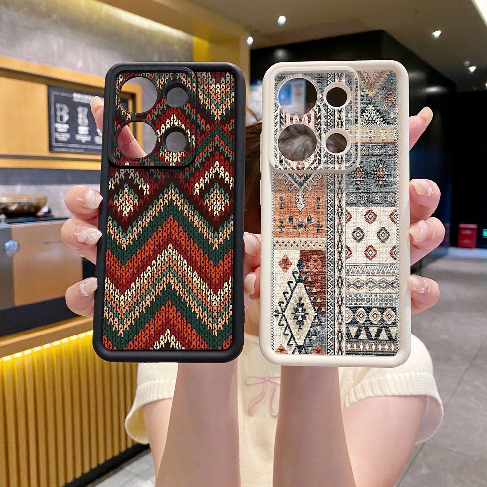 for Xiaomi Redmi Note 13 Pro 5G 12S 4G 12 Turbo 11S 13C 12C Retro Knitting Texture Full Protective Phone Case Anti Drop Cover