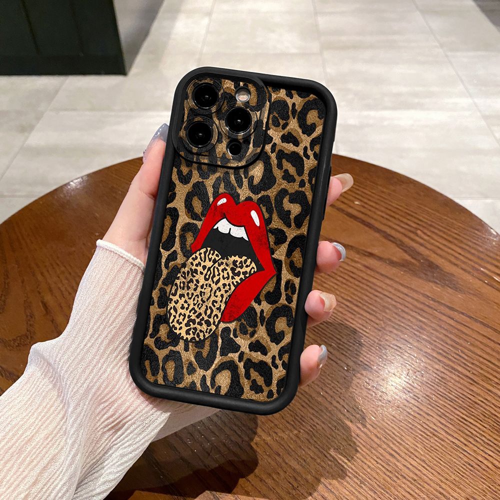 for iPhone 15 Pro Max 14 Plus 13 12 11 XR 8 7 SE 2022 XS Hot Leopard Mouth Full Protective Phone Case Anti Drop Cover