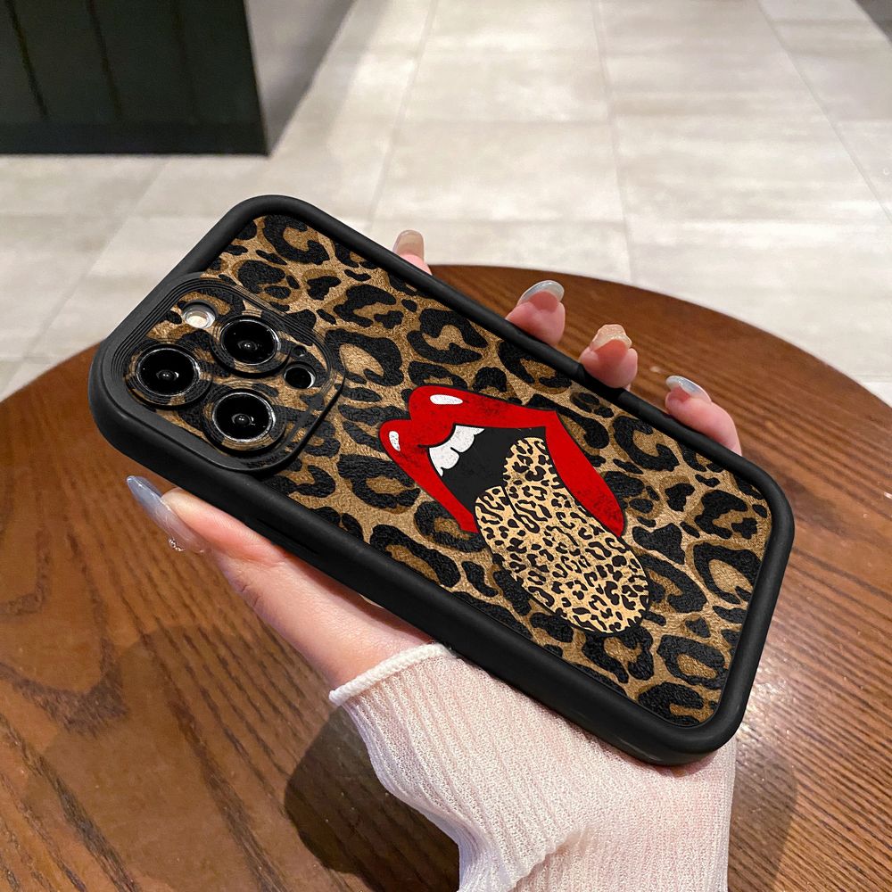 for iPhone 15 Pro Max 14 Plus 13 12 11 XR 8 7 SE 2022 XS Hot Leopard Mouth Full Protective Phone Case Anti Drop Cover
