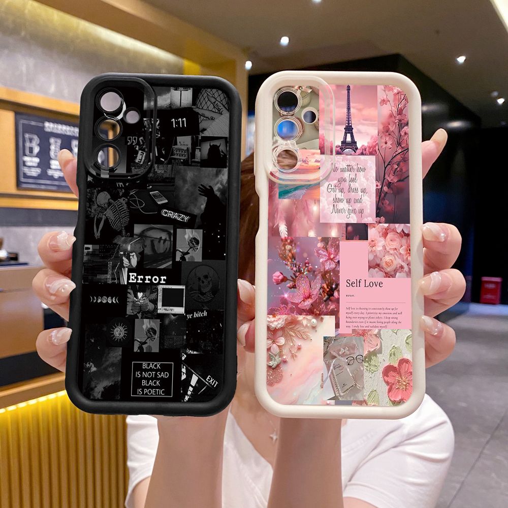 for Samsung Galaxy A15 A05 A35 A55 A14 A34 A33 A53 A73 A32 A52S A72 Poetic Black Full Protective Phone Case Anti Drop Cover