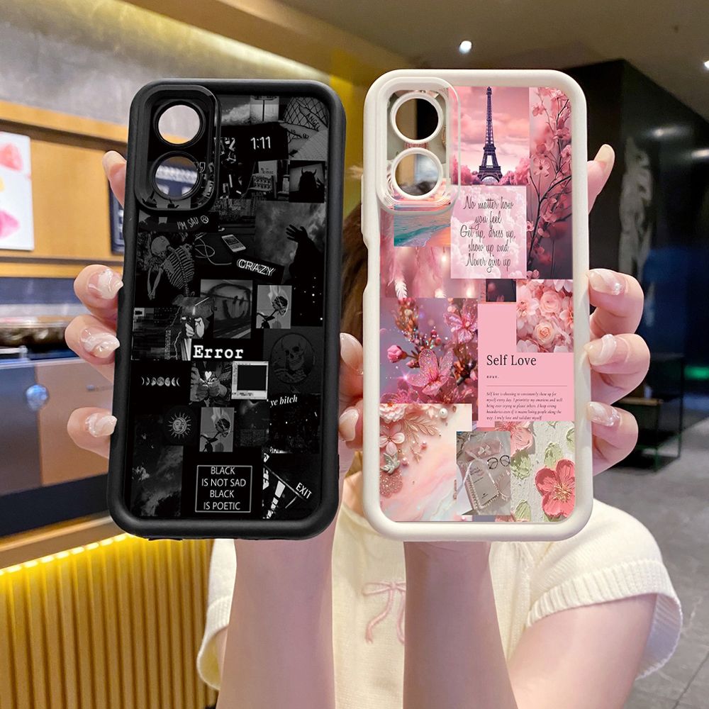 for OPPO A60 A18 A38 A17 A16 A57 A77 4G A59 A98 A78 A58 5G Poetic Black Full Protective Phone Case Anti Drop Cover