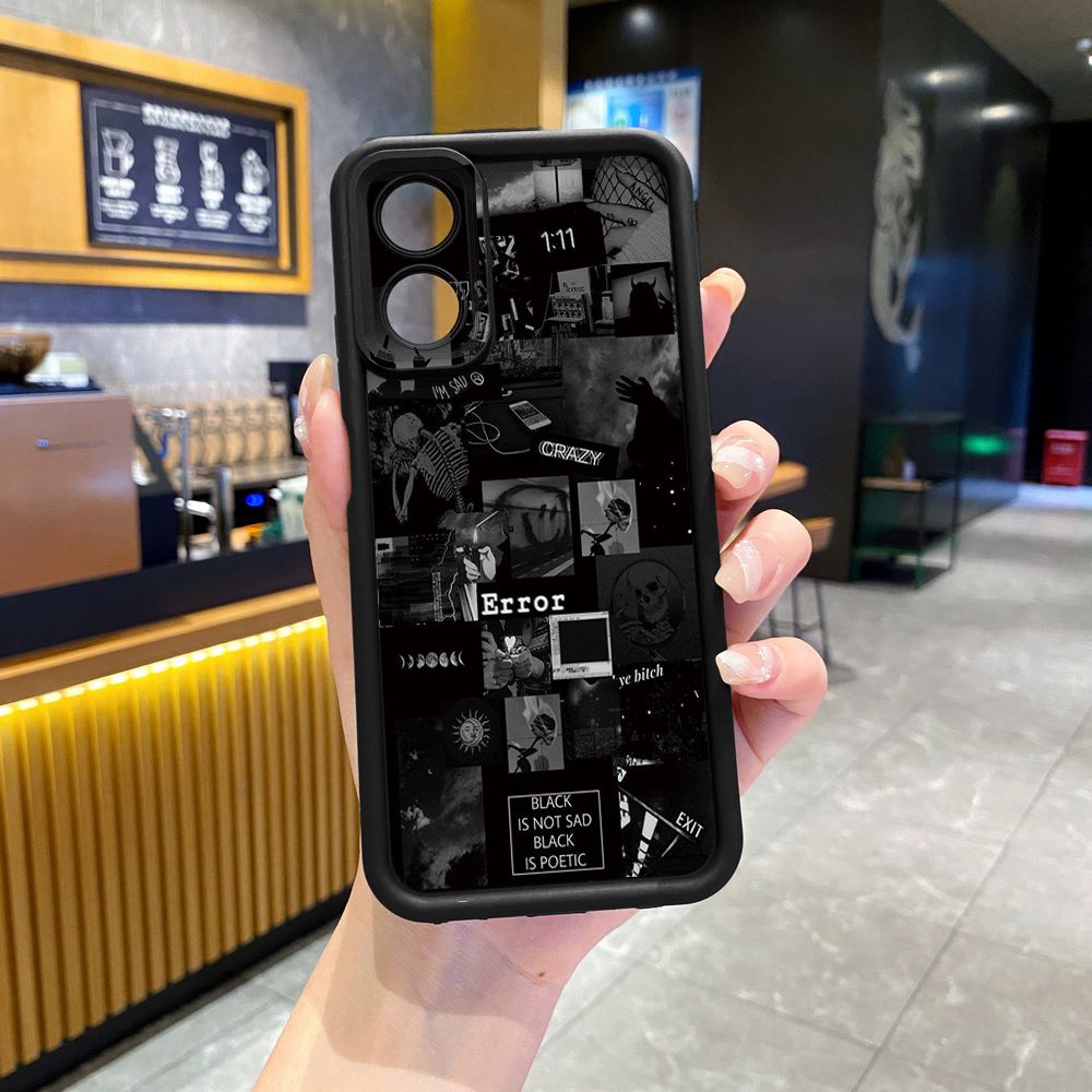 for OPPO A60 A18 A38 A17 A16 A57 A77 4G A59 A98 A78 A58 5G Poetic Black Full Protective Phone Case Anti Drop Cover