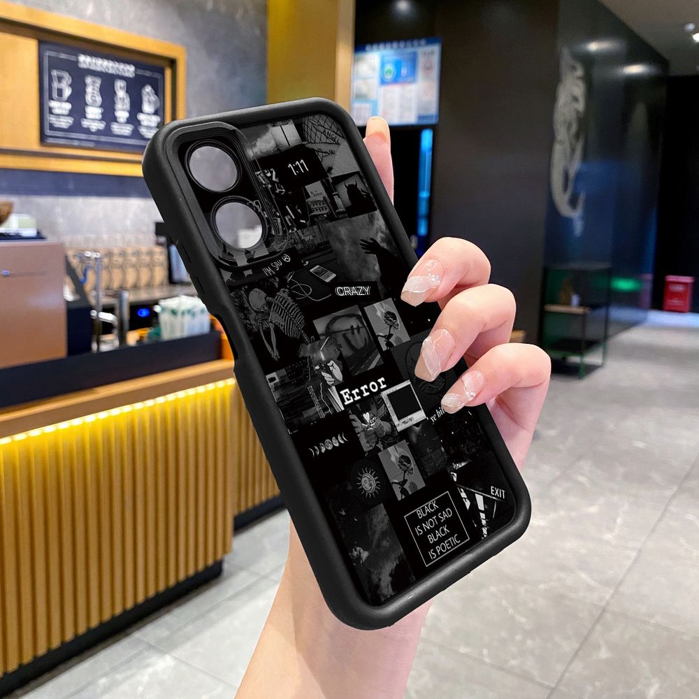 for OPPO A60 A18 A38 A17 A16 A57 A77 4G A59 A98 A78 A58 5G Poetic Black Full Protective Phone Case Anti Drop Cover