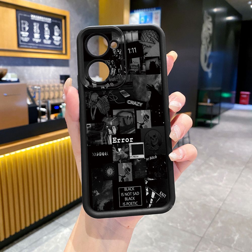 for VIVO Y17S Y27 T1X Y02S Y21S Y02 Y33S Y12S Y18 Y38 Poetic Black Full Protective Phone Case Anti Drop Cover