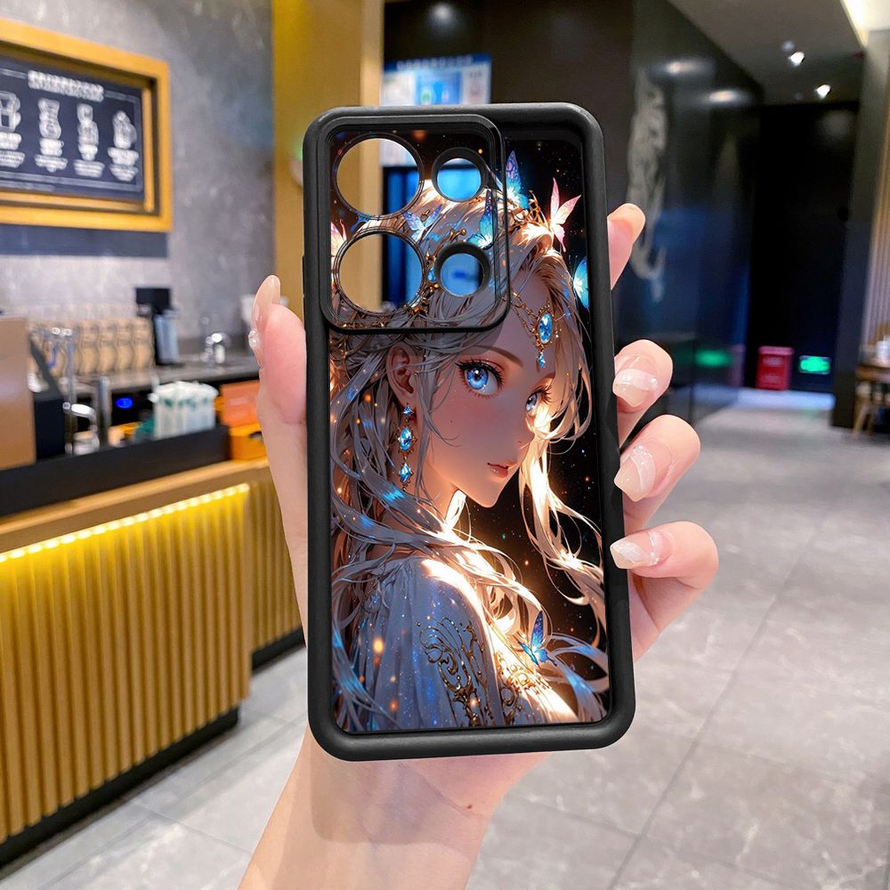 for Xiaomi Redmi Note 13 Pro 5G 12S 4G 12 Turbo 11S 13C 12C Blue Butterfly Girl Full Protective Phone Case Anti Drop Cover