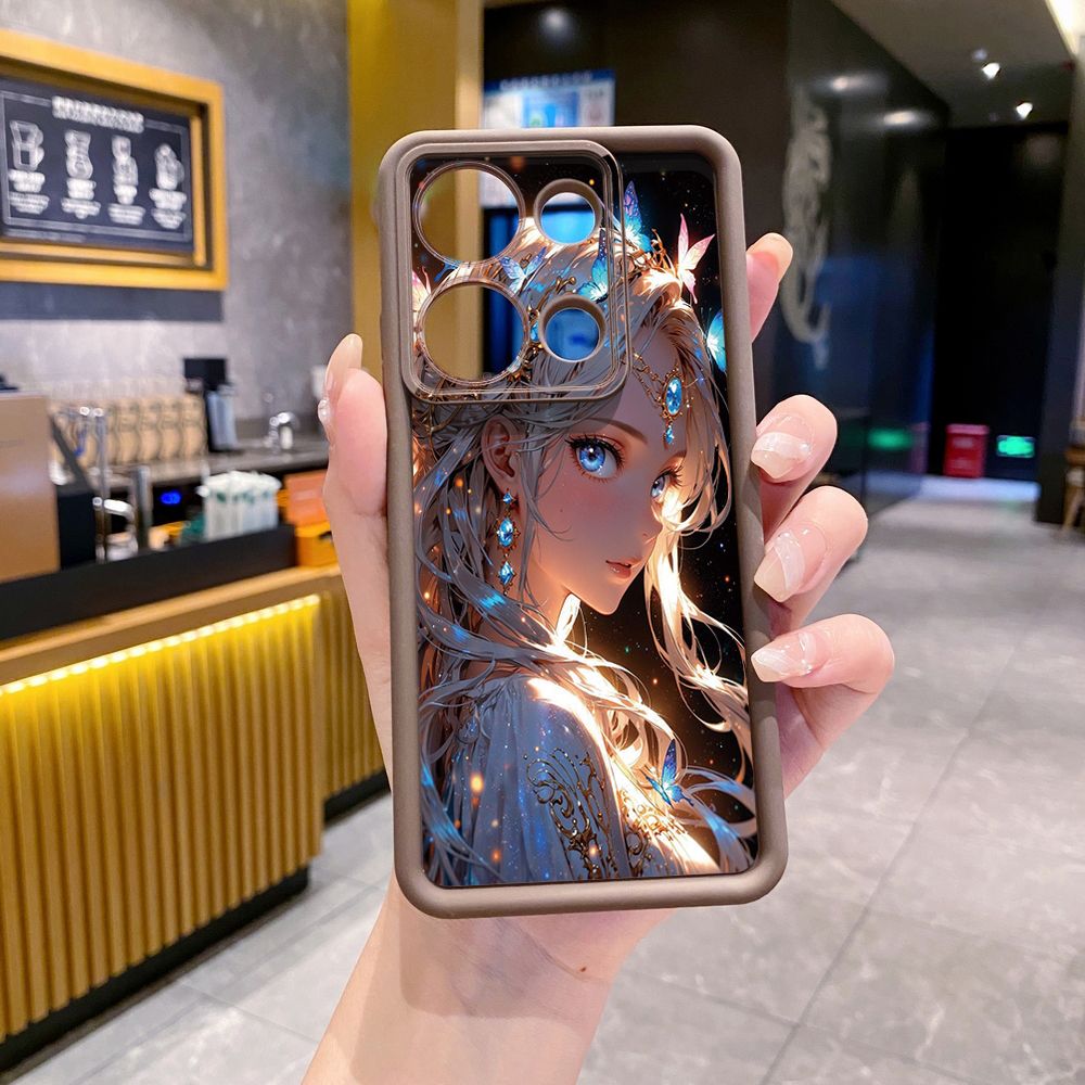 for Xiaomi Redmi Note 13 Pro 5G 12S 4G 12 Turbo 11S 13C 12C Blue Butterfly Girl Full Protective Phone Case Anti Drop Cover