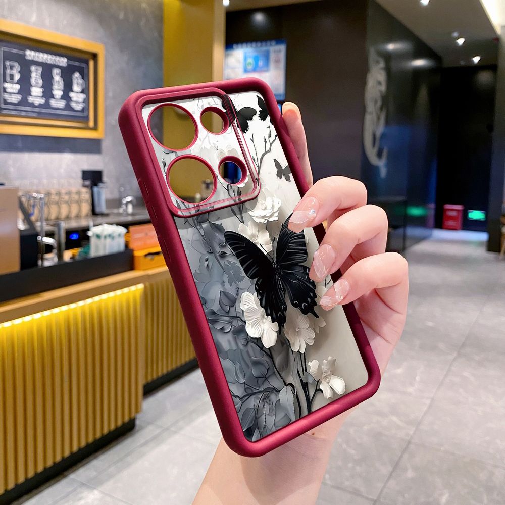 for Xiaomi Redmi Note 13 Pro 5G 12S 4G 12 Turbo 11S 13C 12C Blue Butterfly Girl Full Protective Phone Case Anti Drop Cover