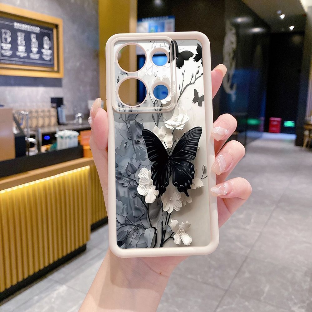 for Xiaomi Redmi Note 13 Pro 5G 12S 4G 12 Turbo 11S 13C 12C Blue Butterfly Girl Full Protective Phone Case Anti Drop Cover