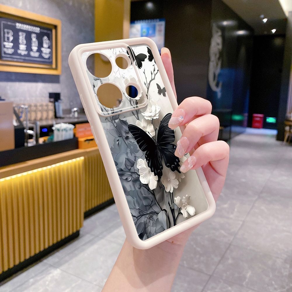 for Xiaomi Redmi Note 13 Pro 5G 12S 4G 12 Turbo 11S 13C 12C Blue Butterfly Girl Full Protective Phone Case Anti Drop Cover
