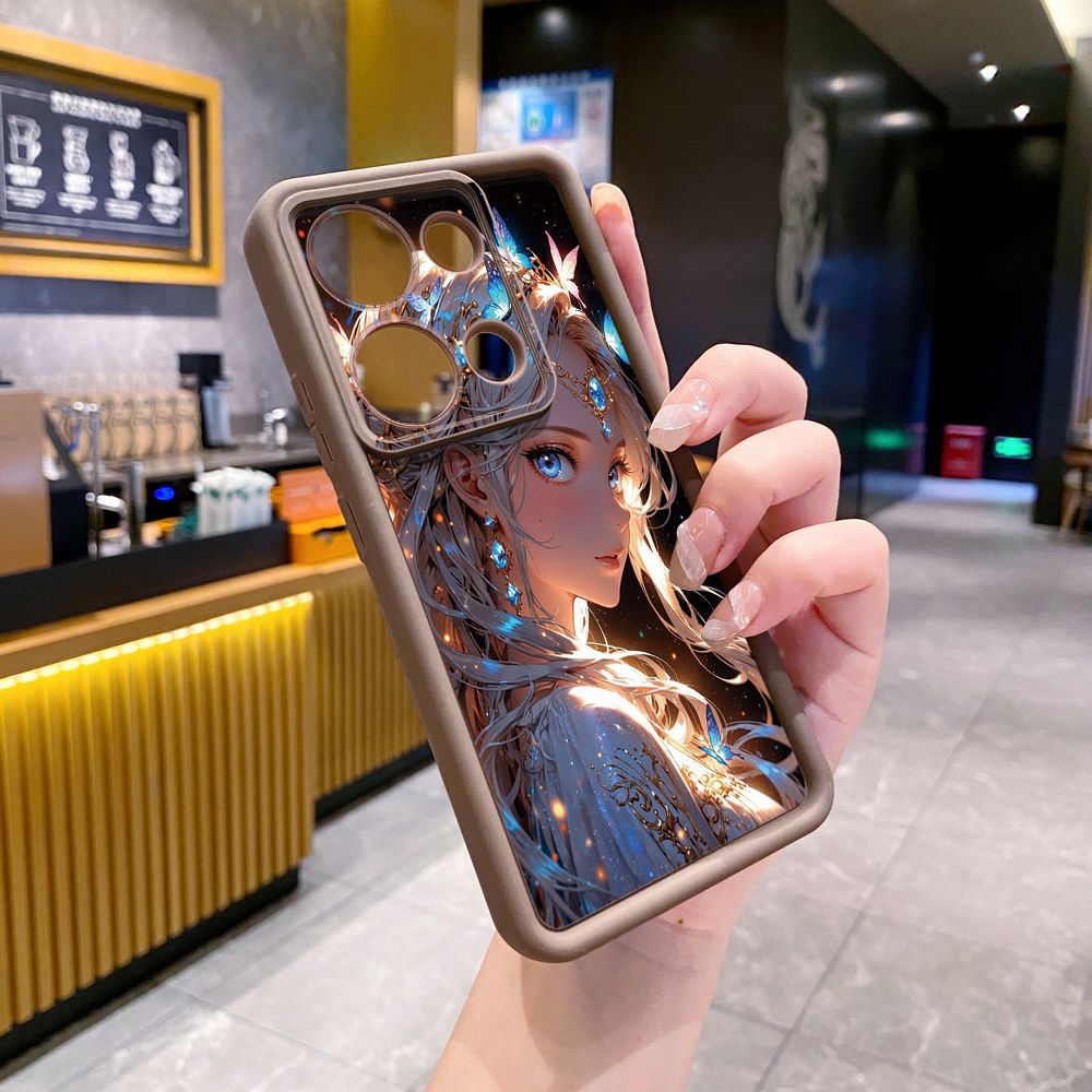 for Xiaomi Redmi Note 13 Pro 5G 12S 4G 12 Turbo 11S 13C 12C Blue Butterfly Girl Full Protective Phone Case Anti Drop Cover