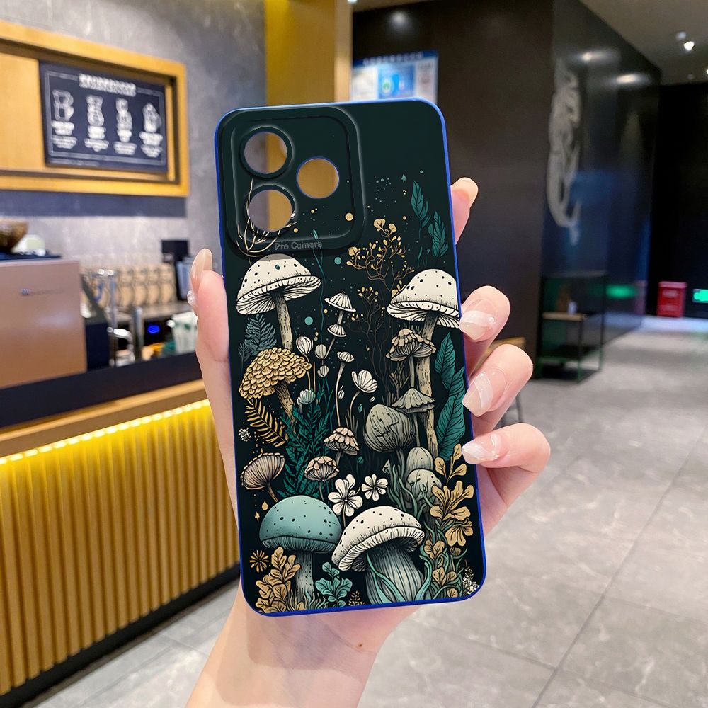 For Realme C61 C63 C65 C67 C53 C51 Note 50 60 C21 C33 C30 C35 C11 2021 C12 C15 C21Y C25Y Realme 12 13 Mushroon Floral Full Protective Case Anti Drop Cover