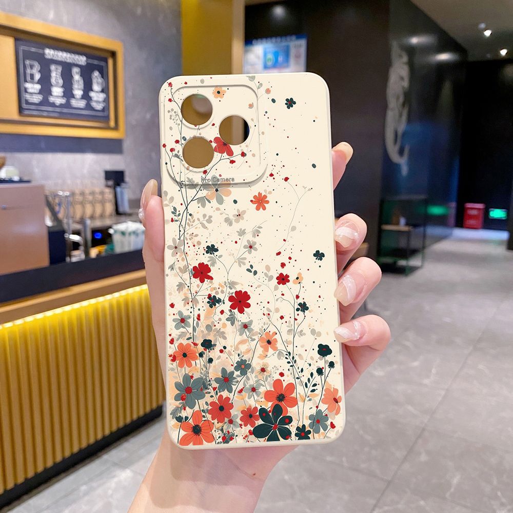 For Realme C61 C63 C65 C67 C53 C51 Note 50 60 C21 C33 C30 C35 C11 2021 C12 C15 C21Y C25Y Realme 12 13 Mushroon Floral Full Protective Case Anti Drop Cover