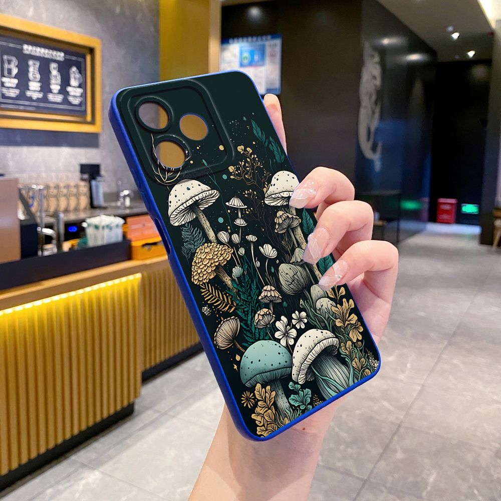 For Realme C61 C63 C65 C67 C53 C51 Note 50 60 C21 C33 C30 C35 C11 2021 C12 C15 C21Y C25Y Realme 12 13 Mushroon Floral Full Protective Case Anti Drop Cover