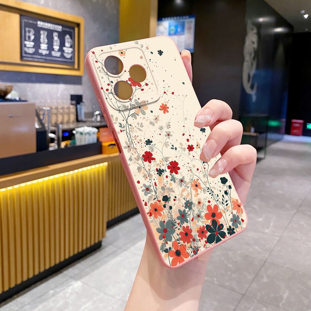 For Realme C61 C63 C65 C67 C53 C51 Note 50 60 C21 C33 C30 C35 C11 2021 C12 C15 C21Y C25Y Realme 12 13 Mushroon Floral Full Protective Case Anti Drop Cover