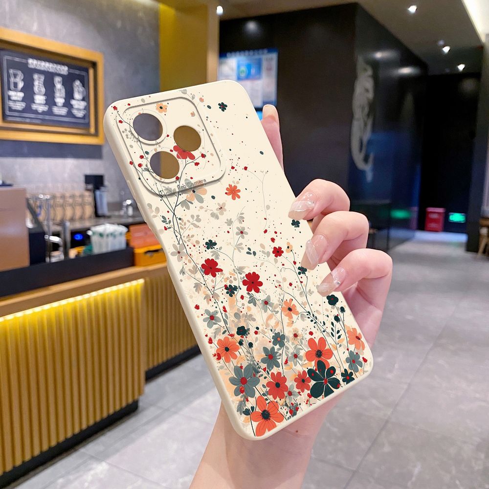 For Realme C61 C63 C65 C67 C53 C51 Note 50 60 C21 C33 C30 C35 C11 2021 C12 C15 C21Y C25Y Realme 12 13 Mushroon Floral Full Protective Case Anti Drop Cover