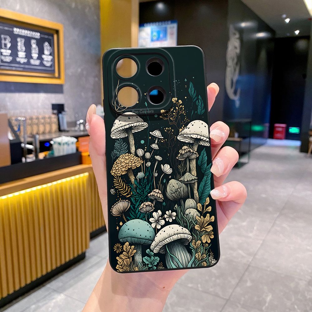 For Xiaomi Redmi Note 13 12 Pro 5G 12S 11S 13C A1 10 Pro 4G 10S Redmi 10C 9C Mushroon Floral Full Protective Case Anti Drop Cover