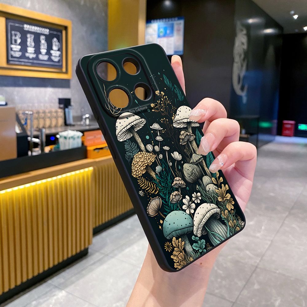 For Xiaomi Redmi Note 13 12 Pro 5G 12S 11S 13C A1 10 Pro 4G 10S Redmi 10C 9C Mushroon Floral Full Protective Case Anti Drop Cover