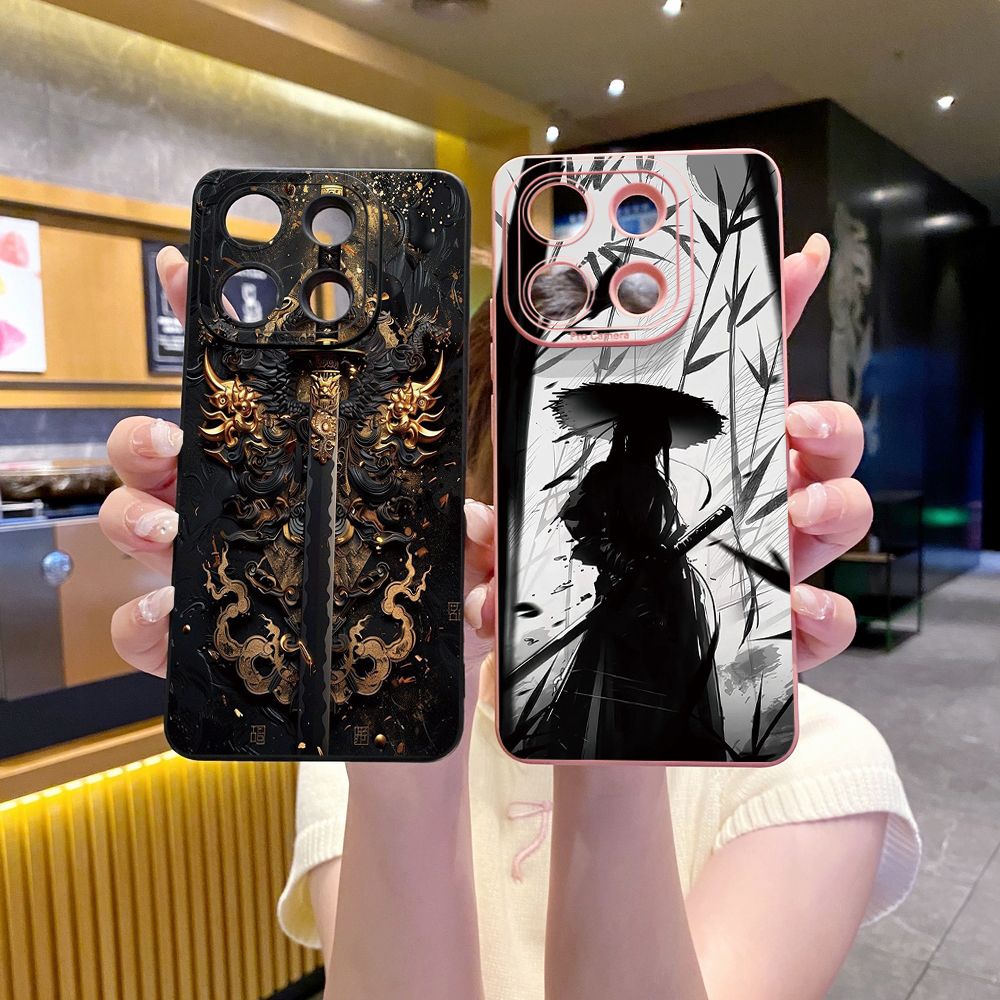 For Xiaomi Redmi Note 13 12 Pro 5G 12S 11S 13C A1 10 Pro 4G 10S Redmi 10C 9C Dragon Pattern Sword Full Protective Case Anti Drop Cover