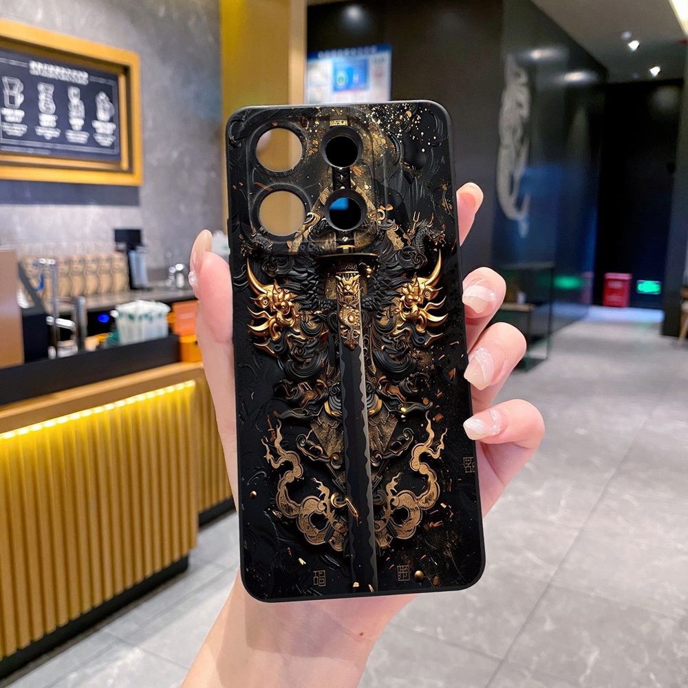 For Xiaomi Redmi Note 13 12 Pro 5G 12S 11S 13C A1 10 Pro 4G 10S Redmi 10C 9C Dragon Pattern Sword Full Protective Case Anti Drop Cover