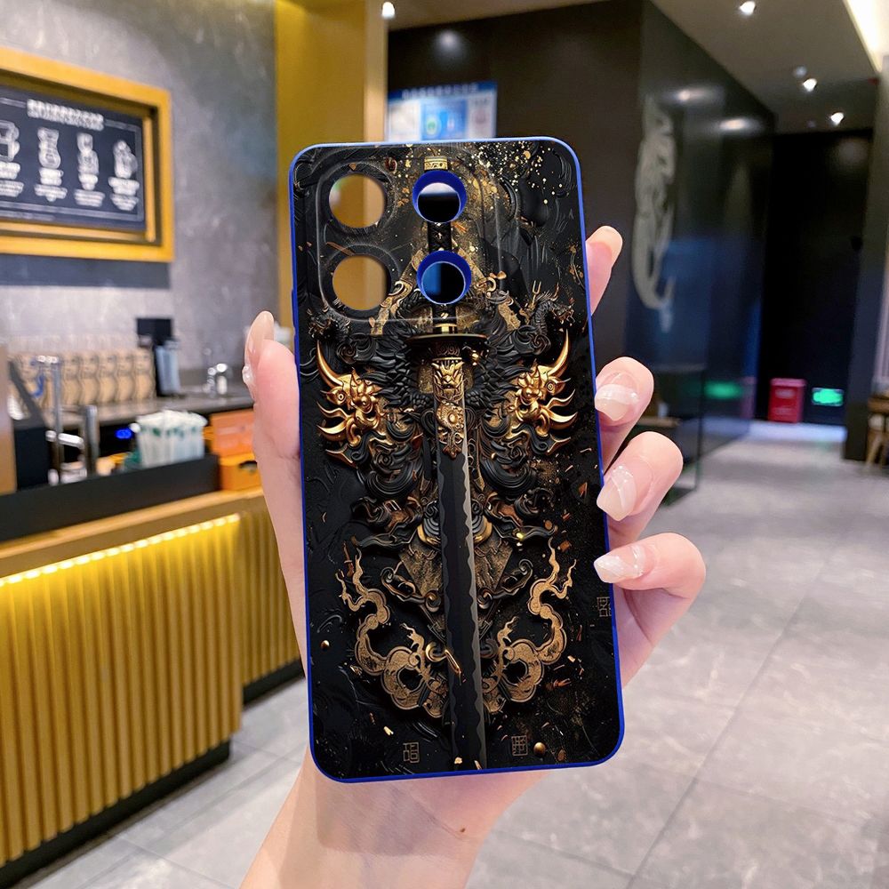 For Xiaomi Redmi Note 13 12 Pro 5G 12S 11S 13C A1 10 Pro 4G 10S Redmi 10C 9C Dragon Pattern Sword Full Protective Case Anti Drop Cover