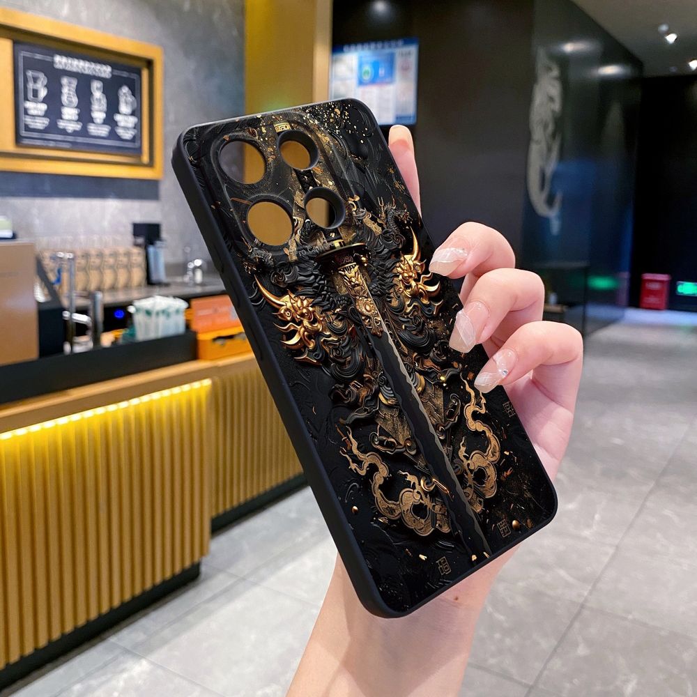 For Xiaomi Redmi Note 13 12 Pro 5G 12S 11S 13C A1 10 Pro 4G 10S Redmi 10C 9C Dragon Pattern Sword Full Protective Case Anti Drop Cover