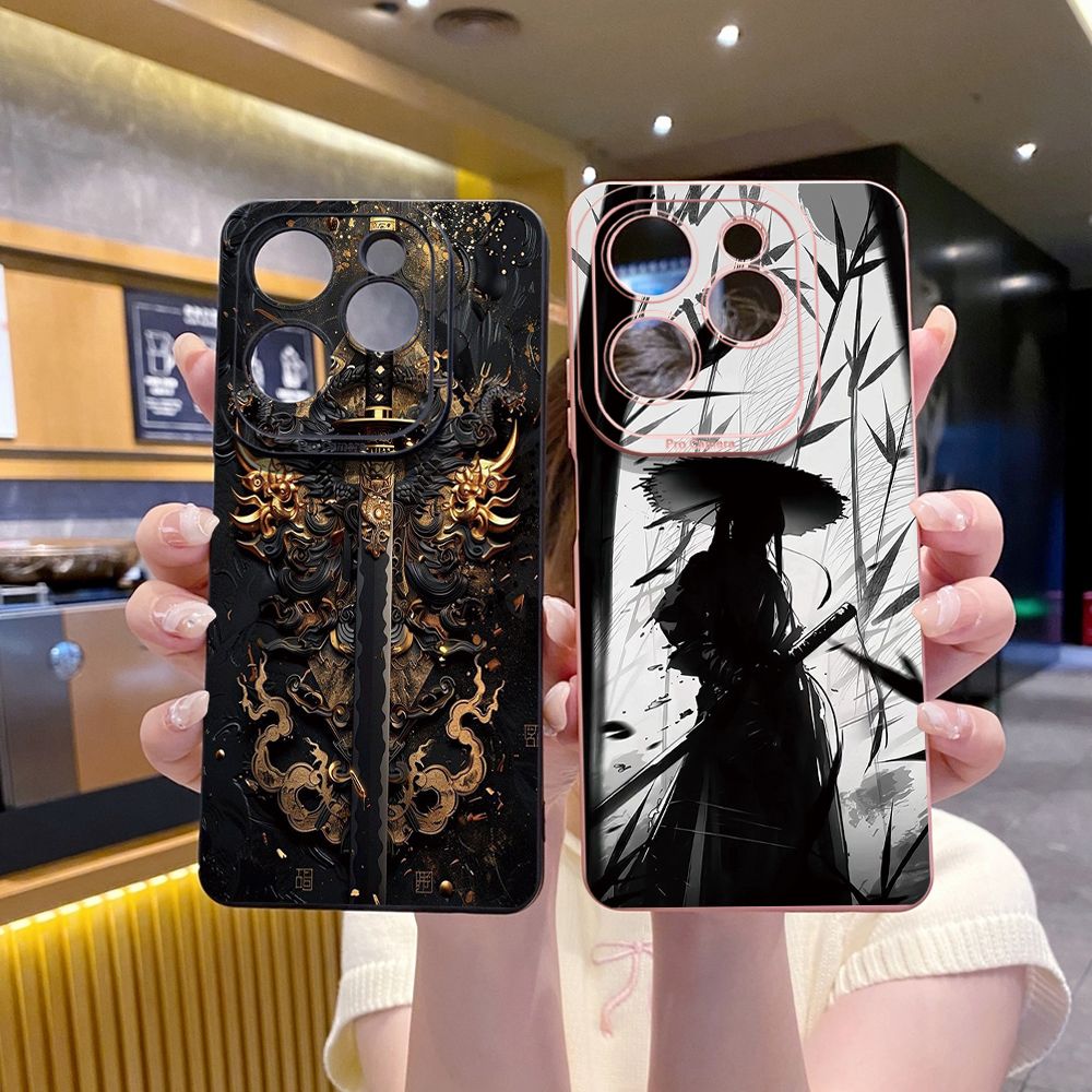 For Infinix Hot 50i 40i 40 Pro Note 12 G96 30 Hot 20 Play 12i 30i 20i 10S 11 Play 11S 10i Smart 8 9 5 Dragon Pattern Sword Full Protective Case Anti Drop Cover