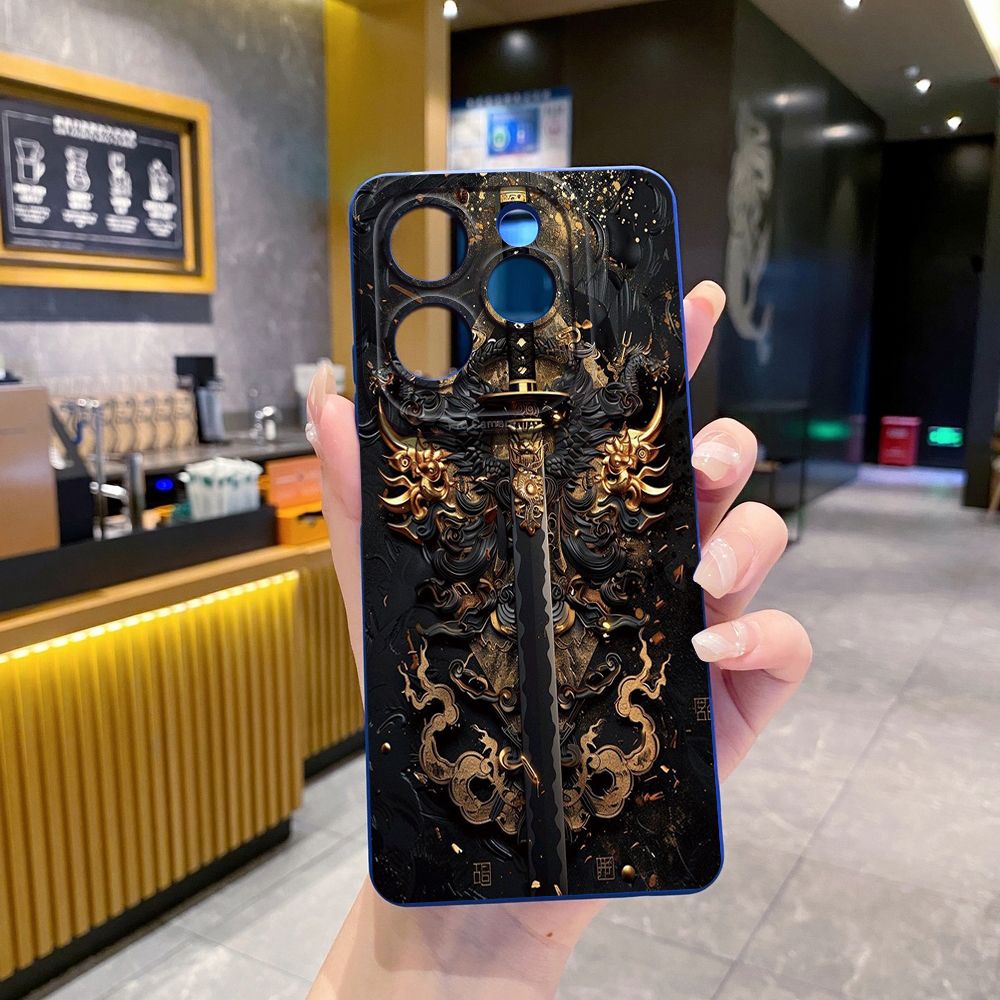 For Infinix Hot 50i 40i 40 Pro Note 12 G96 30 Hot 20 Play 12i 30i 20i 10S 11 Play 11S 10i Smart 8 9 5 Dragon Pattern Sword Full Protective Case Anti Drop Cover