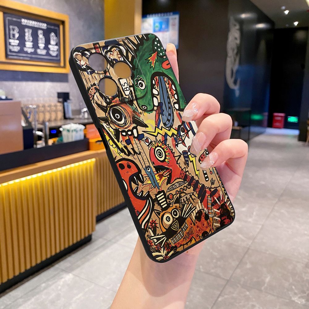 For Realme C61 C63 C65 C67 C53 C51 Note 50 60 C21 C33 C30 C35 C11 2021 C12 C15 C21Y C25Y Realme 12 13 Cute Pink Dinosaur Full Protective Case Anti Drop Cover