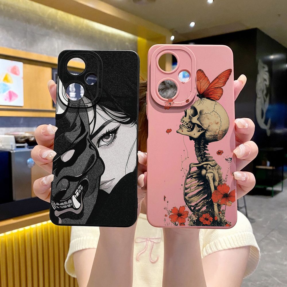 For VIVO Y28 Y03 Y18 Y17S Y27 Y15A Y15S Y02S Y02A Y36 Y33S Y12S Y12A Y01 Y1S Y20A Y22 Cool Girl Mask Skeleton Full Protective Case Anti Drop Cover