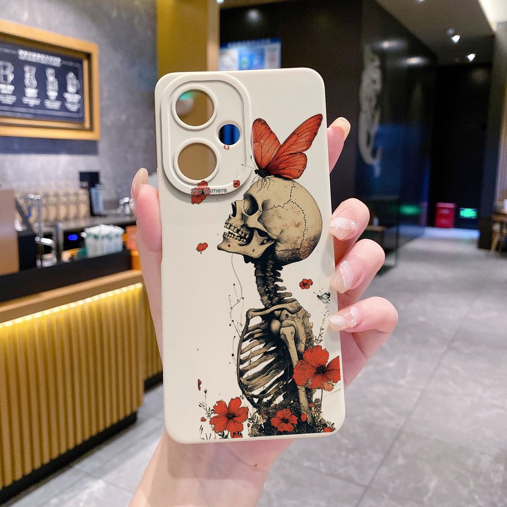 For VIVO Y28 Y03 Y18 Y17S Y27 Y15A Y15S Y02S Y02A Y36 Y33S Y12S Y12A Y01 Y1S Y20A Y22 Cool Girl Mask Skeleton Full Protective Case Anti Drop Cover