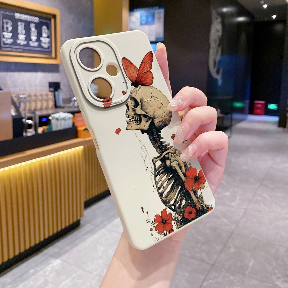 For VIVO Y28 Y03 Y18 Y17S Y27 Y15A Y15S Y02S Y02A Y36 Y33S Y12S Y12A Y01 Y1S Y20A Y22 Cool Girl Mask Skeleton Full Protective Case Anti Drop Cover