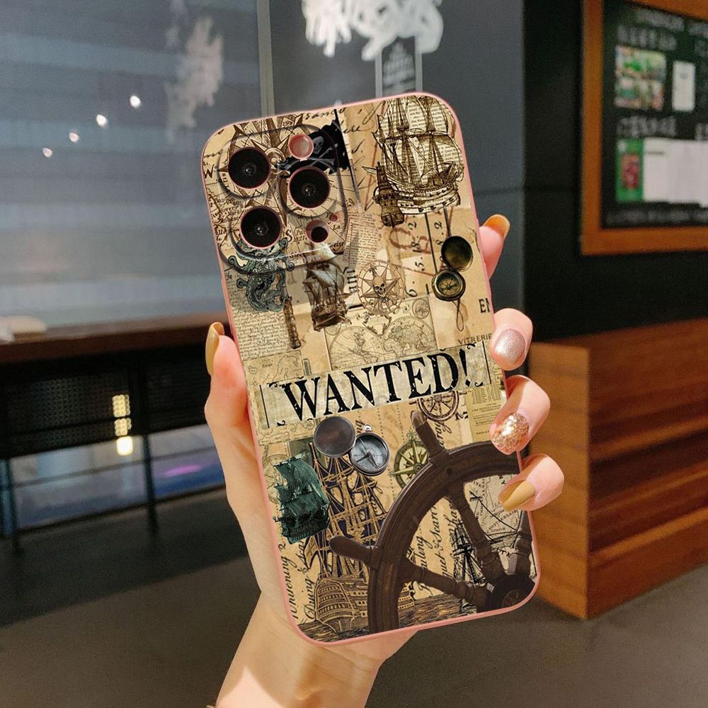 For iPhone 16 Pro Max 14 Plus 13 Pro Max 12 11 XR 8 7 SE 2022 XS Max Sailing Boat Compass Full Protective Case Anti Drop Cover