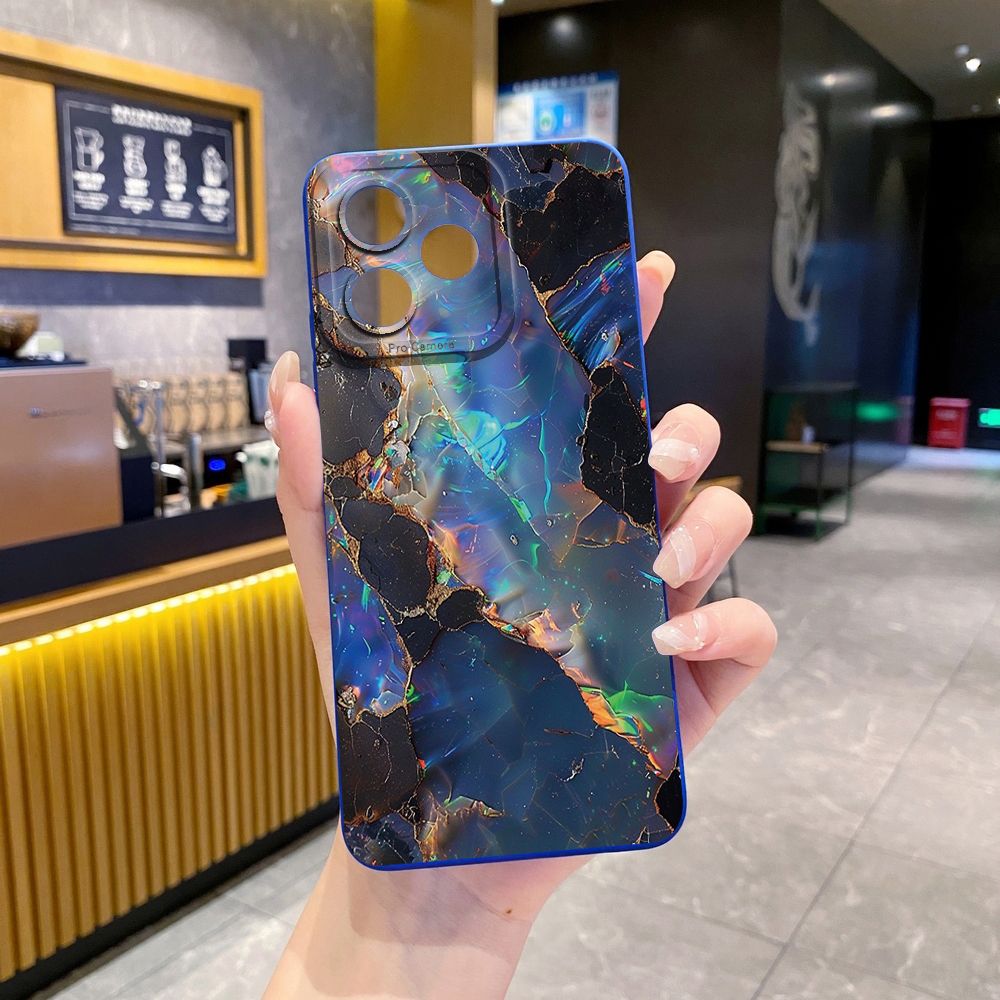 For Realme C61 C63 C65 C67 C53 C51 Note 50 60 C21 C33 C30 C35 C11 2021 C12 C15 C21Y C25Y Realme 12 13 Blue Pink Marbling Full Protective Case Anti Drop Cover