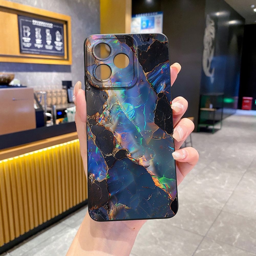 For Realme C61 C63 C65 C67 C53 C51 Note 50 60 C21 C33 C30 C35 C11 2021 C12 C15 C21Y C25Y Realme 12 13 Blue Pink Marbling Full Protective Case Anti Drop Cover