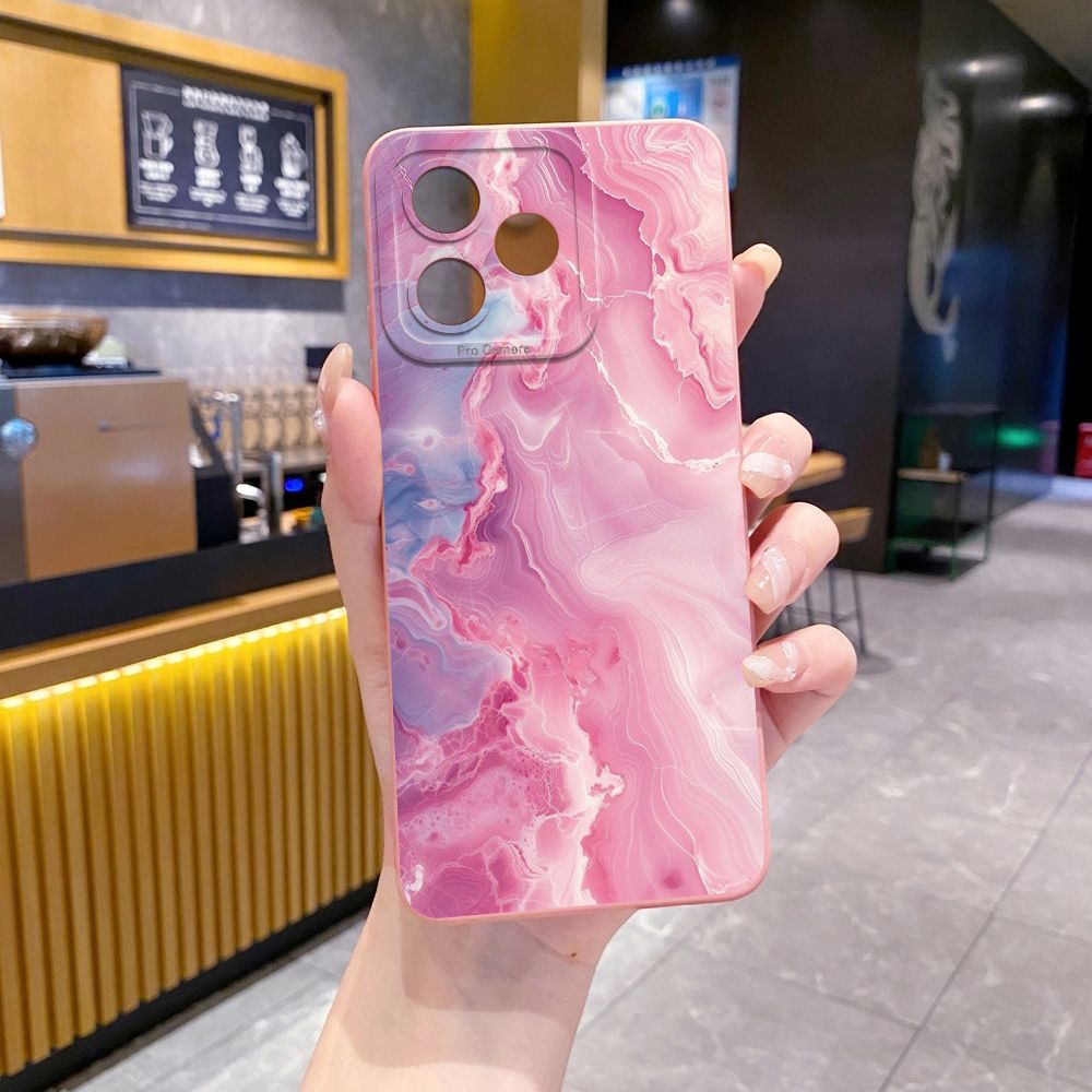 For Realme C61 C63 C65 C67 C53 C51 Note 50 60 C21 C33 C30 C35 C11 2021 C12 C15 C21Y C25Y Realme 12 13 Blue Pink Marbling Full Protective Case Anti Drop Cover