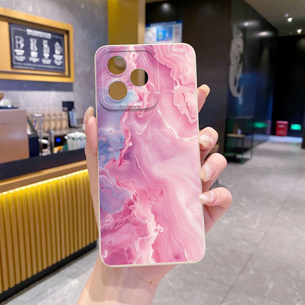 For Realme C61 C63 C65 C67 C53 C51 Note 50 60 C21 C33 C30 C35 C11 2021 C12 C15 C21Y C25Y Realme 12 13 Blue Pink Marbling Full Protective Case Anti Drop Cover