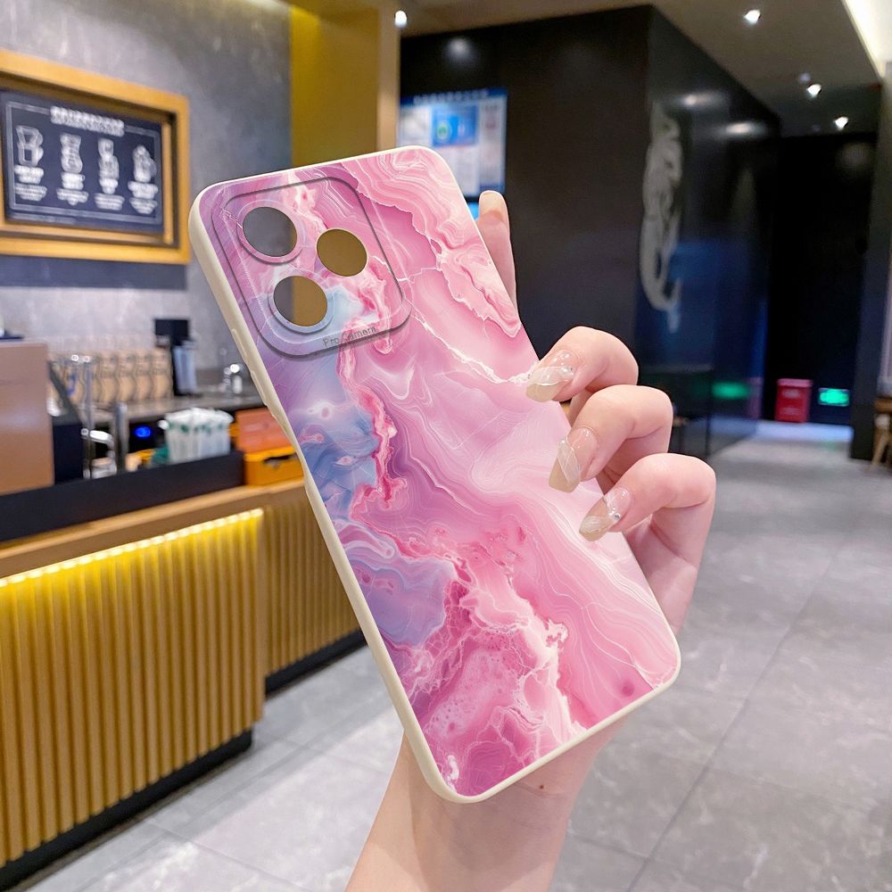 For Realme C61 C63 C65 C67 C53 C51 Note 50 60 C21 C33 C30 C35 C11 2021 C12 C15 C21Y C25Y Realme 12 13 Blue Pink Marbling Full Protective Case Anti Drop Cover