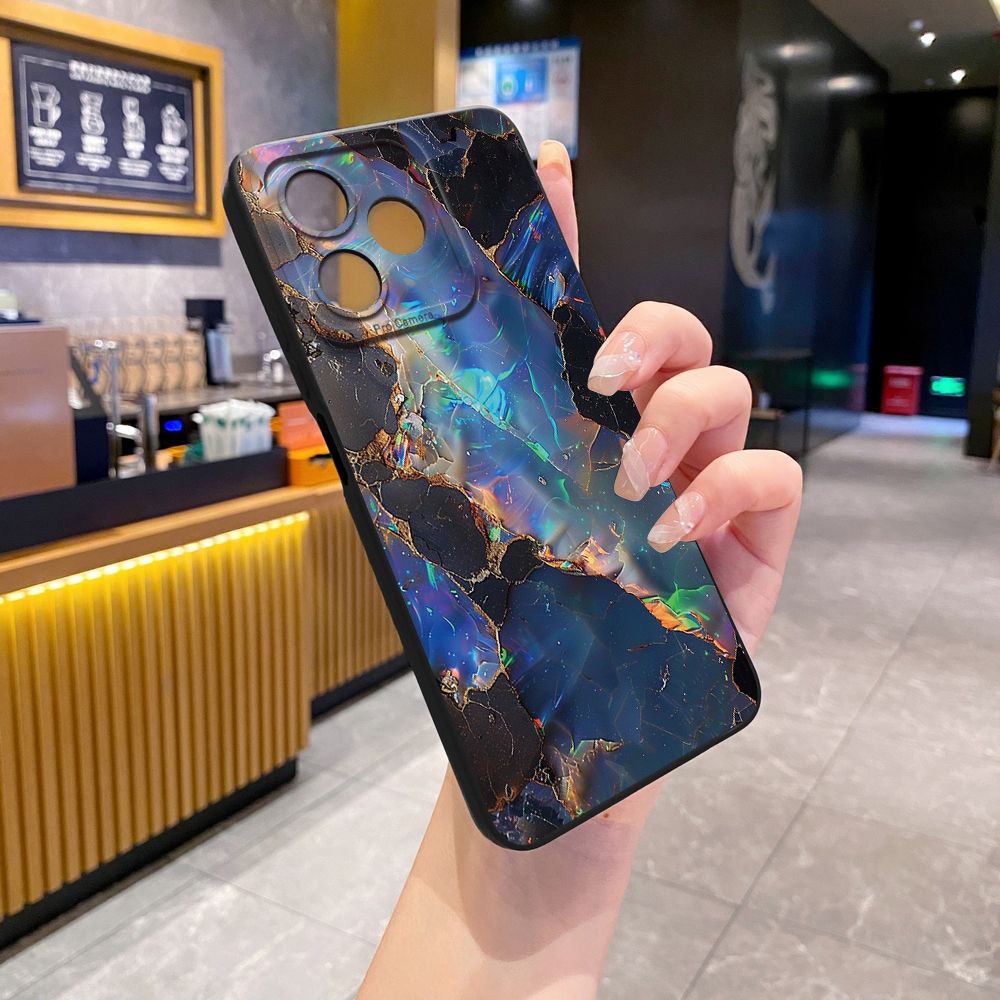 For Realme C61 C63 C65 C67 C53 C51 Note 50 60 C21 C33 C30 C35 C11 2021 C12 C15 C21Y C25Y Realme 12 13 Blue Pink Marbling Full Protective Case Anti Drop Cover