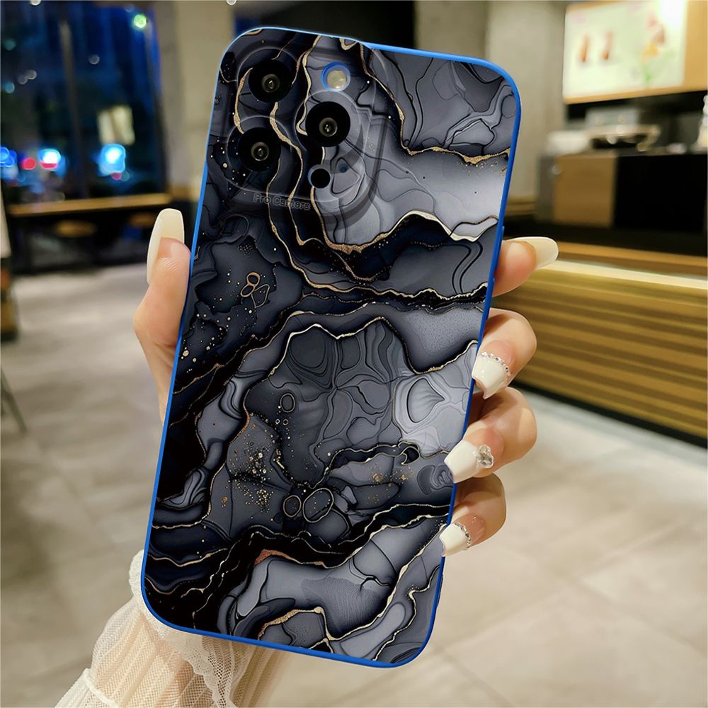 For iPhone 16 Pro Max 14 Plus 13 Pro Max 12 11 XR 8 7 SE 2022 XS Max Black Pink Marbling Full Protective Case Anti Drop Cover