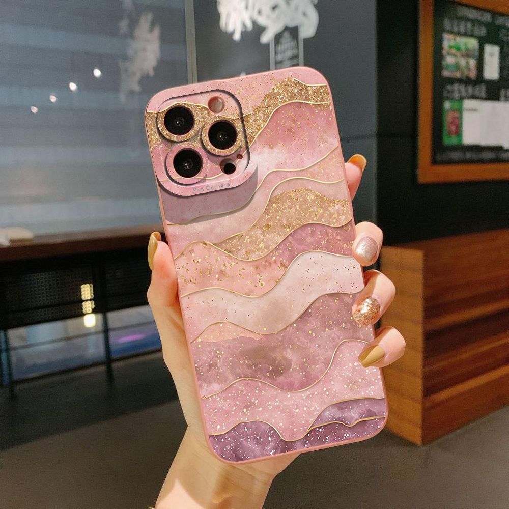 For iPhone 16 Pro Max 14 Plus 13 Pro Max 12 11 XR 8 7 SE 2022 XS Max Black Pink Marbling Full Protective Case Anti Drop Cover
