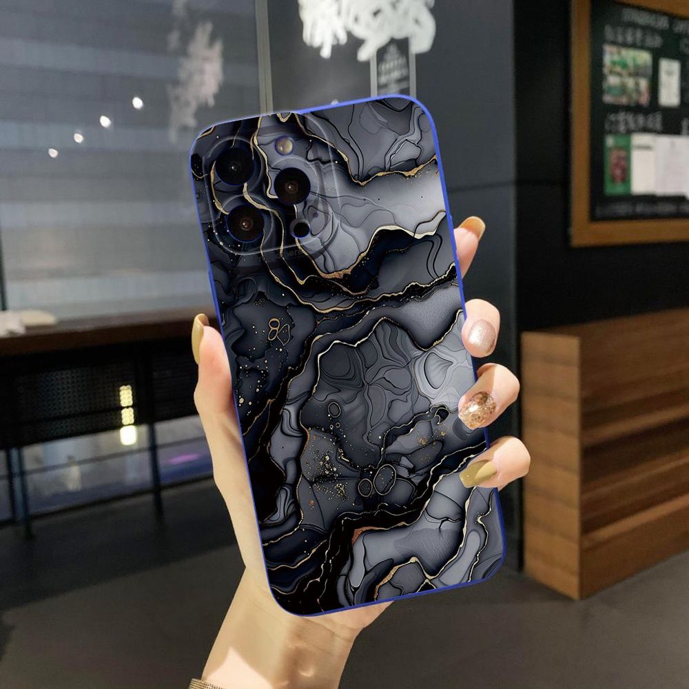 For iPhone 16 Pro Max 14 Plus 13 Pro Max 12 11 XR 8 7 SE 2022 XS Max Black Pink Marbling Full Protective Case Anti Drop Cover