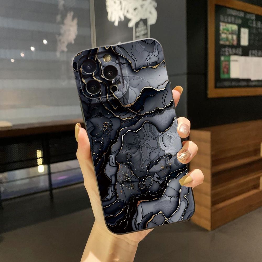 For iPhone 16 Pro Max 14 Plus 13 Pro Max 12 11 XR 8 7 SE 2022 XS Max Black Pink Marbling Full Protective Case Anti Drop Cover