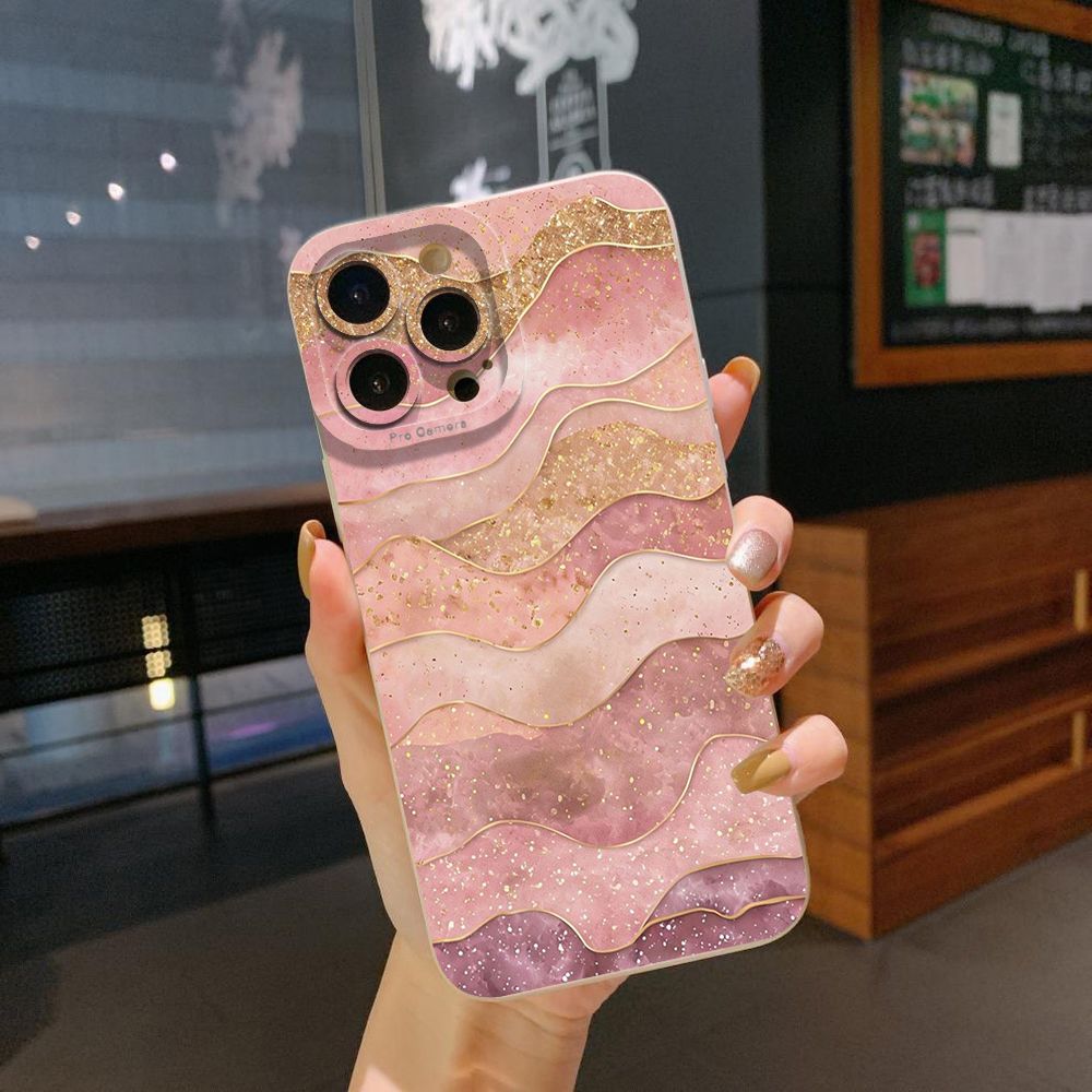 For iPhone 16 Pro Max 14 Plus 13 Pro Max 12 11 XR 8 7 SE 2022 XS Max Black Pink Marbling Full Protective Case Anti Drop Cover