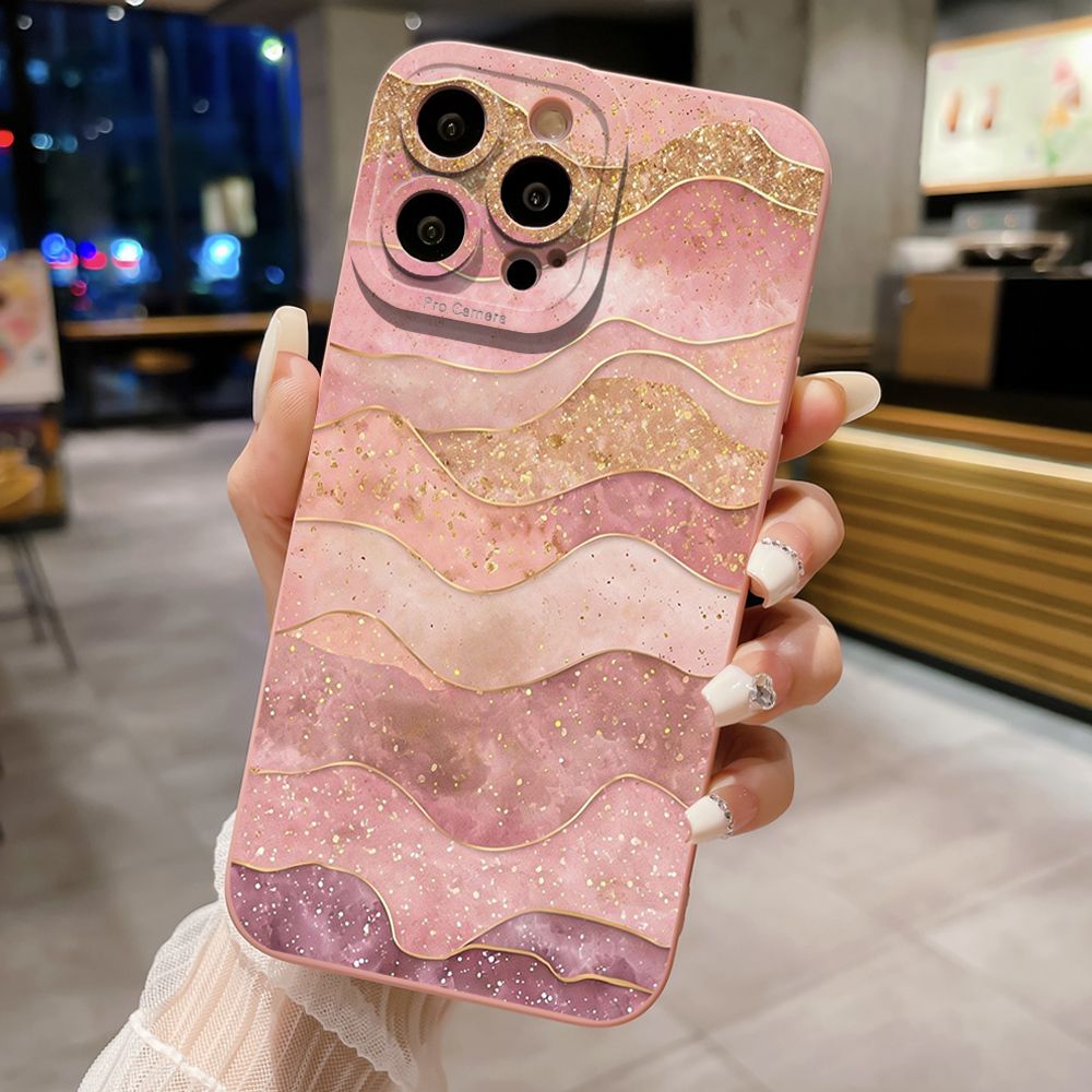For iPhone 16 Pro Max 14 Plus 13 Pro Max 12 11 XR 8 7 SE 2022 XS Max Black Pink Marbling Full Protective Case Anti Drop Cover