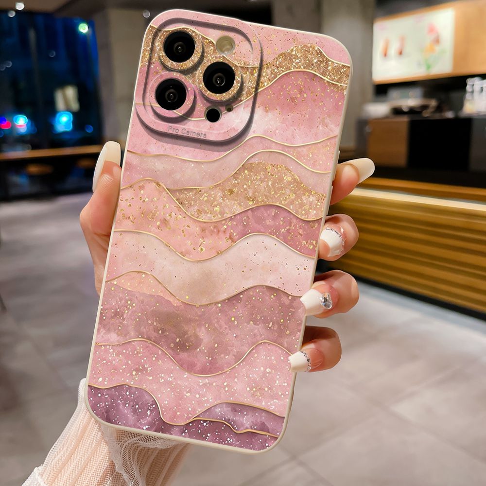 For iPhone 16 Pro Max 14 Plus 13 Pro Max 12 11 XR 8 7 SE 2022 XS Max Black Pink Marbling Full Protective Case Anti Drop Cover