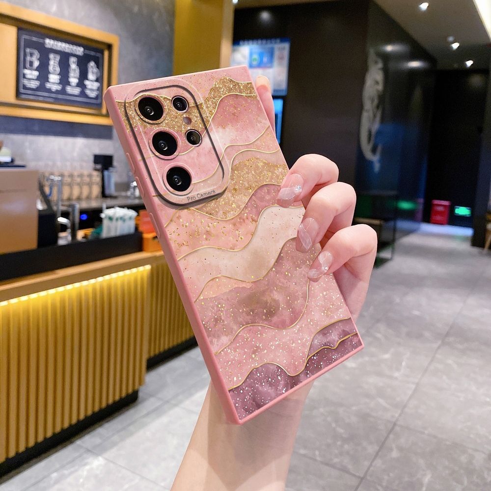 For Samsung Galaxy S24 S23 Ultra S22 Plus Note 20 S21 FE S20 Black Pink Marbling Full Protective Case Anti Drop Cover