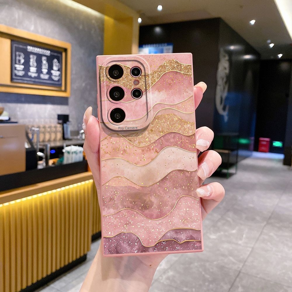 For Samsung Galaxy S24 S23 Ultra S22 Plus Note 20 S21 FE S20 Black Pink Marbling Full Protective Case Anti Drop Cover