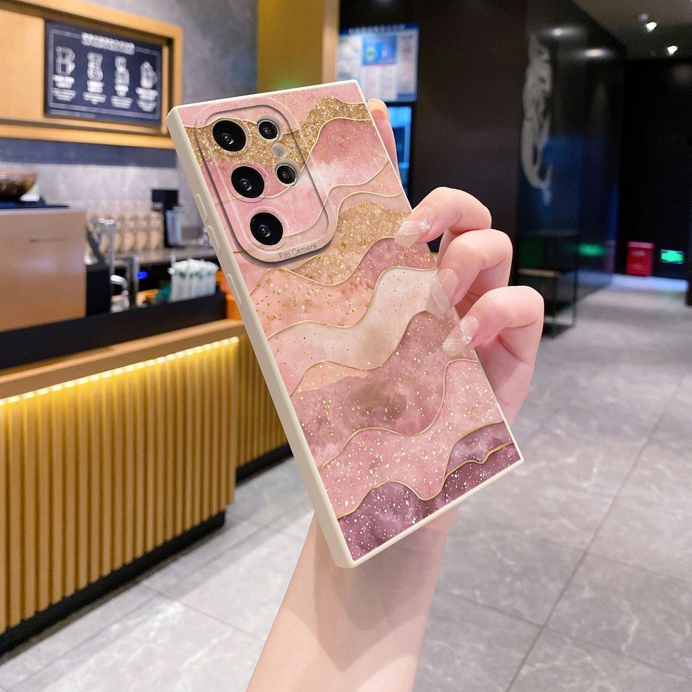 For Samsung Galaxy S24 S23 Ultra S22 Plus Note 20 S21 FE S20 Black Pink Marbling Full Protective Case Anti Drop Cover