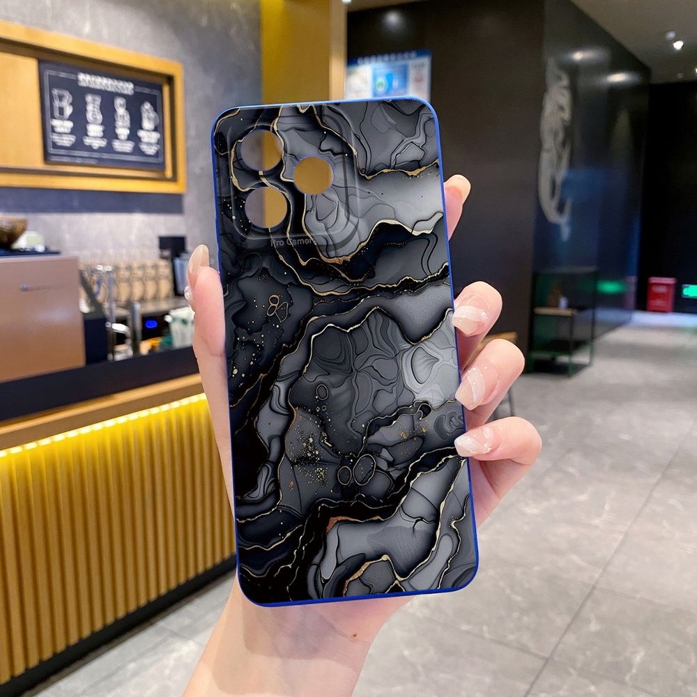 For Realme C61 C63 C65 C67 C53 C51 Note 50 60 C21 C33 C30 C35 C11 2021 C12 C15 C21Y C25Y Realme 12 13 Black Pink Marbling Full Protective Case Anti Drop Cover